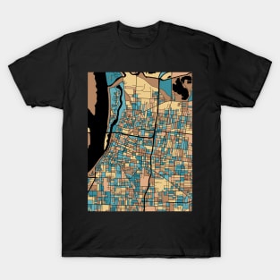 Memphis Map Pattern in Mid Century Pastel T-Shirt